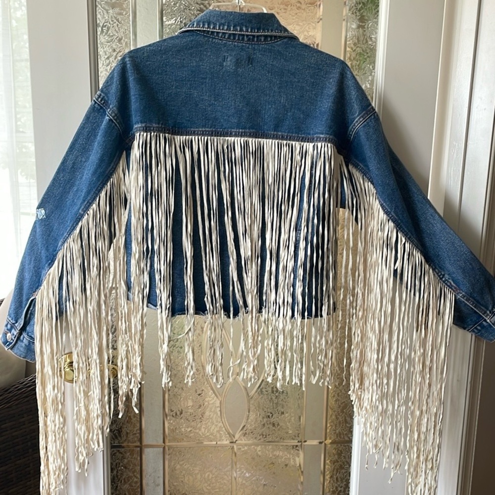 Jean Jacket with Long Fringe - Picture 2 of 10